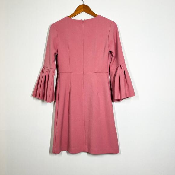 Ann Taylor A-Line Rose Pink Dress Sz 00 Bell 3/4 Sleeves Cocktail Day to Night - Picture 5 of 9
